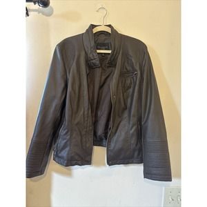 Celebrity Pink faux leather brown moto jacket size XL